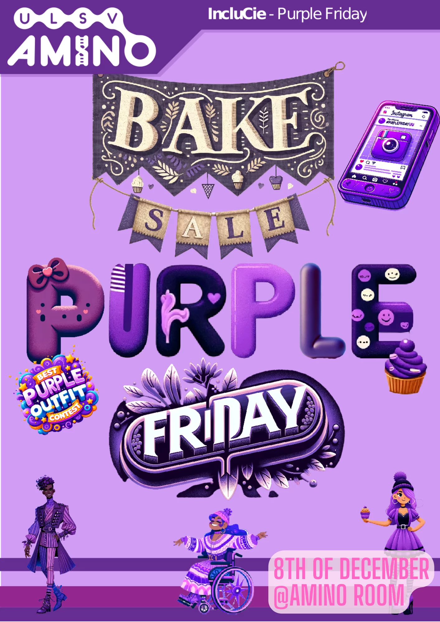 Purple Friday bake sale poster